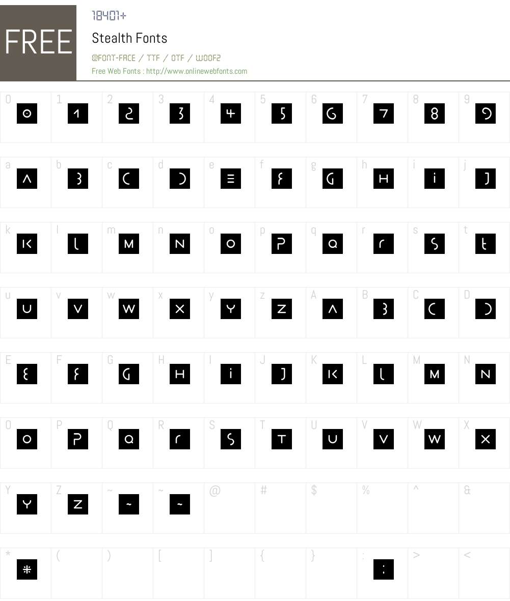 Stealth Font Screenshots