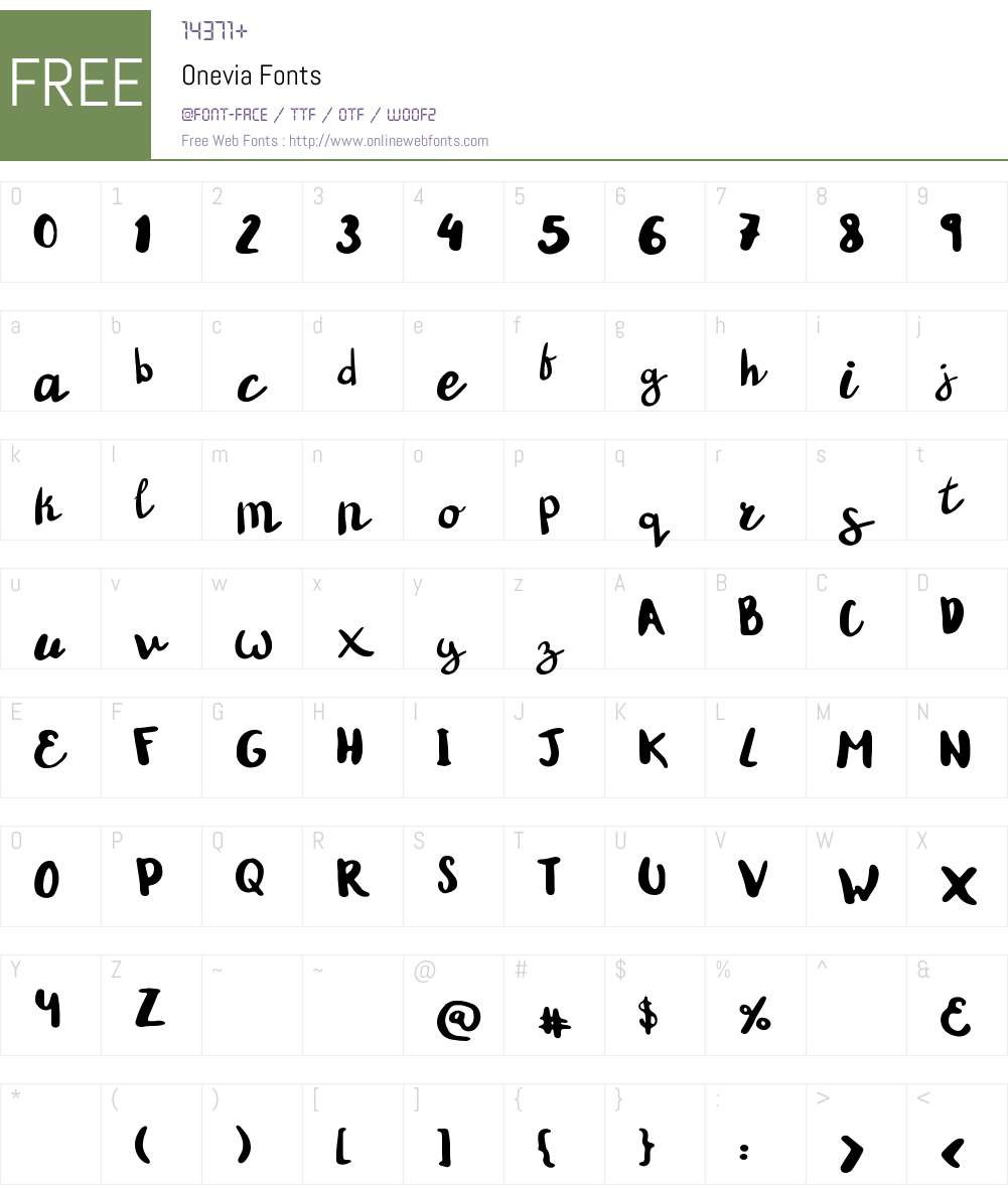 Onevia Font Screenshots
