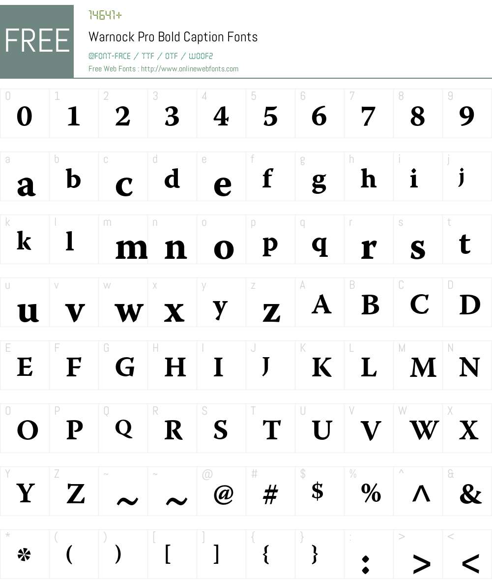 Warnock Pro Font Screenshots