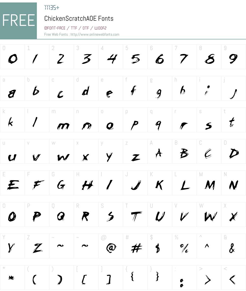 ChickenScratchAOE Font Screenshots