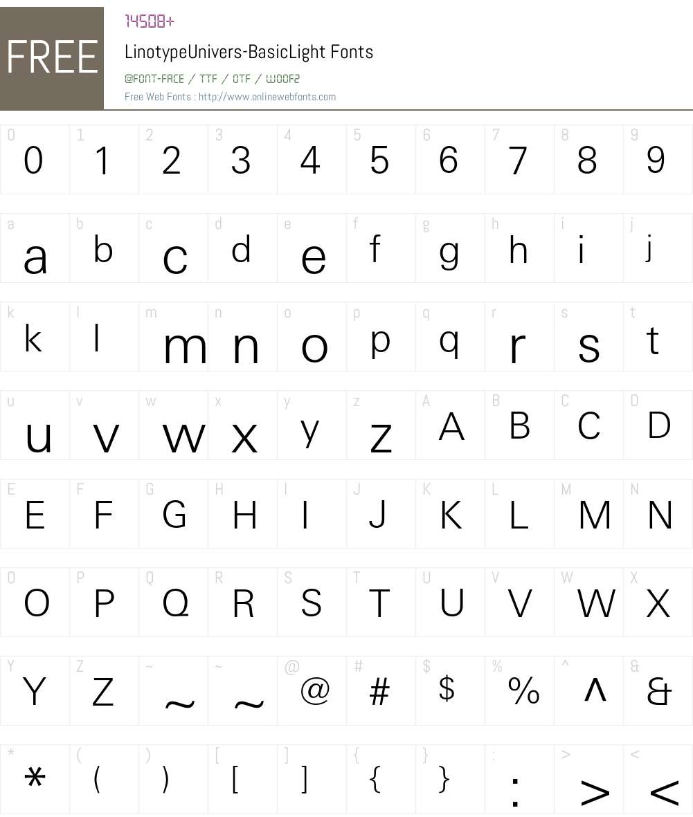LinotypeUnivers Font Screenshots
