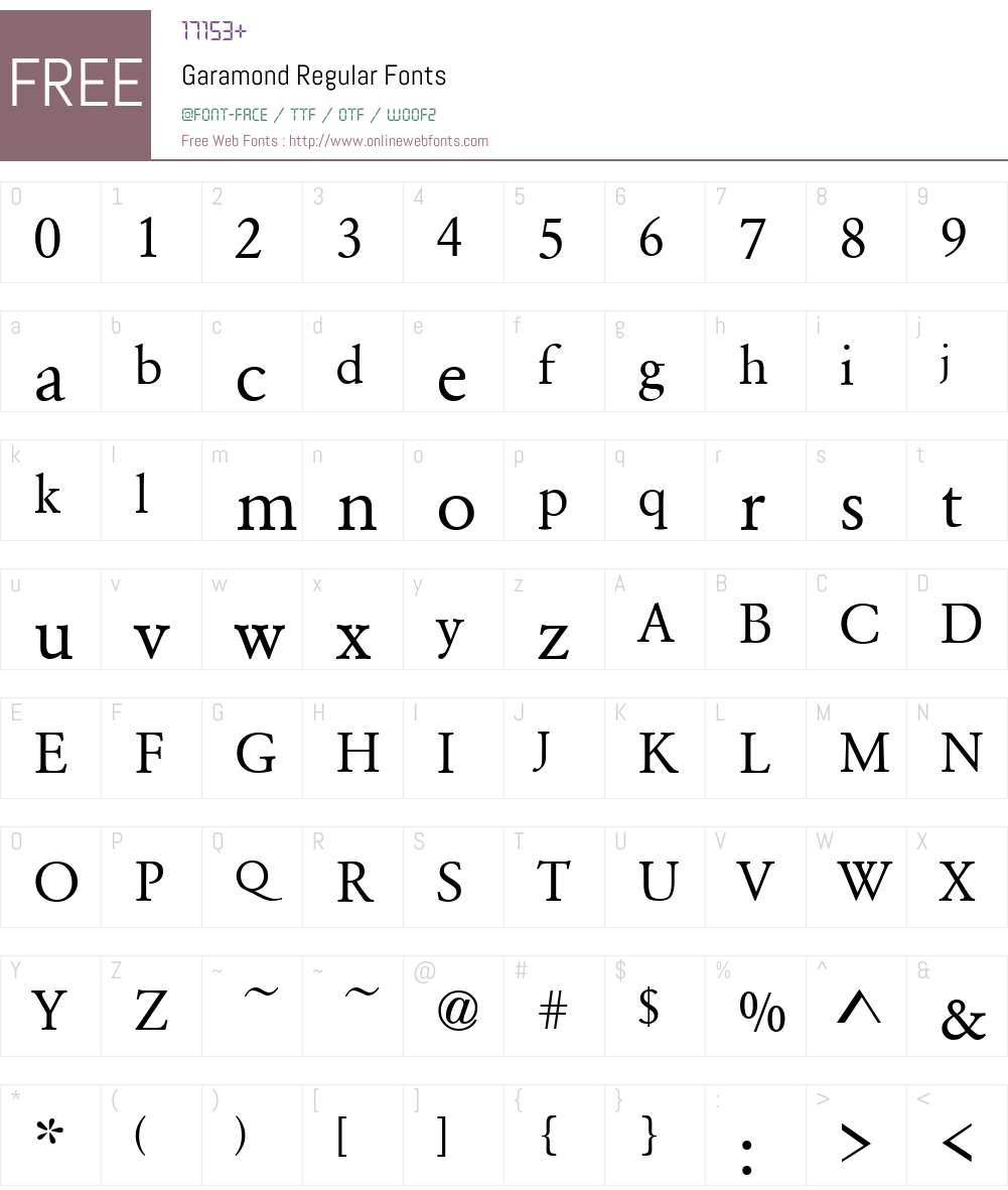 Garamond Font Screenshots