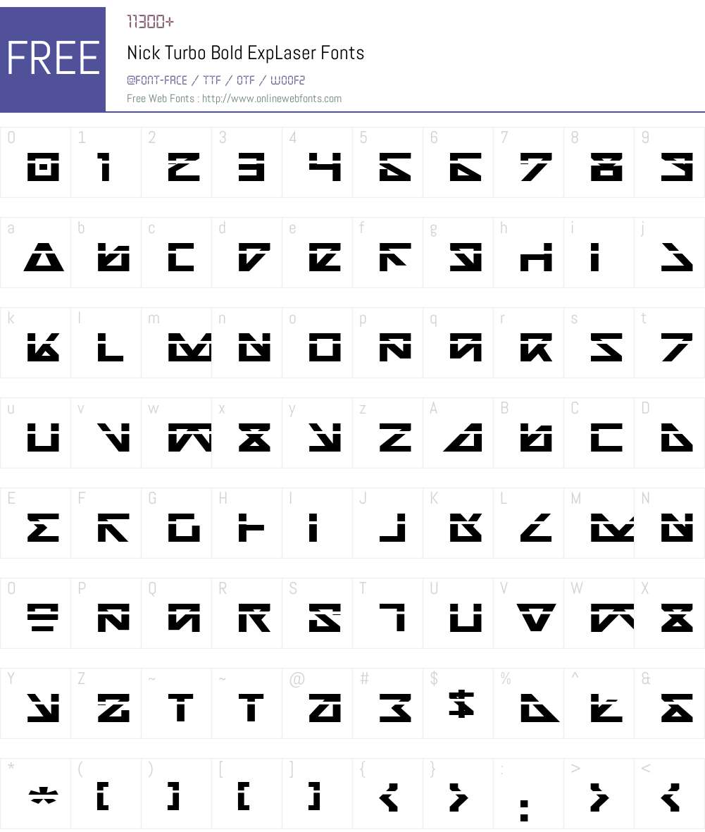 Nick Turbo Bold ExpLaser Font Screenshots