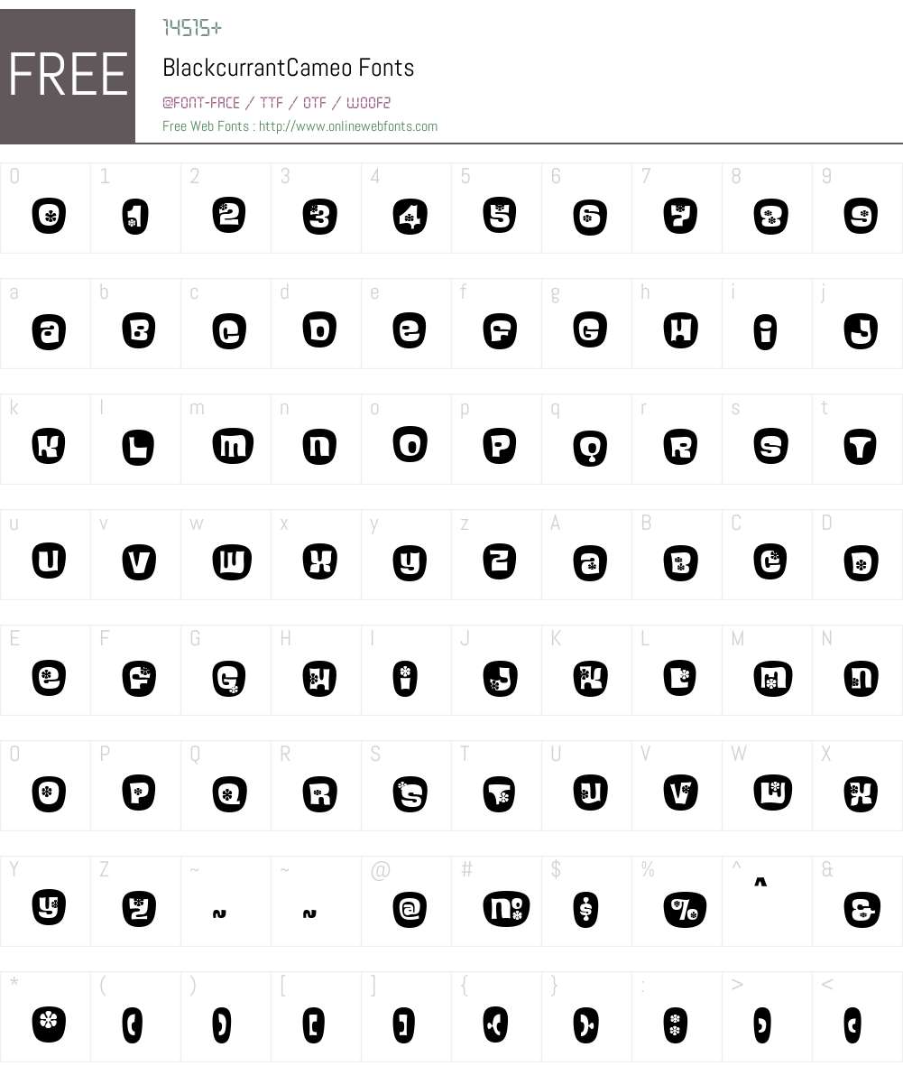 BlackcurrantCameo Font Screenshots