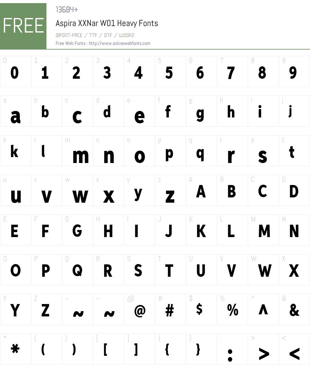 AspiraXXNarW01-Heavy Font Screenshots