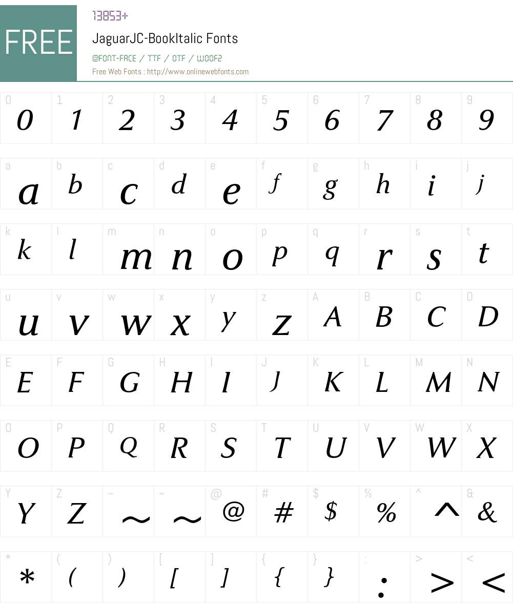 JaguarJC Font Screenshots