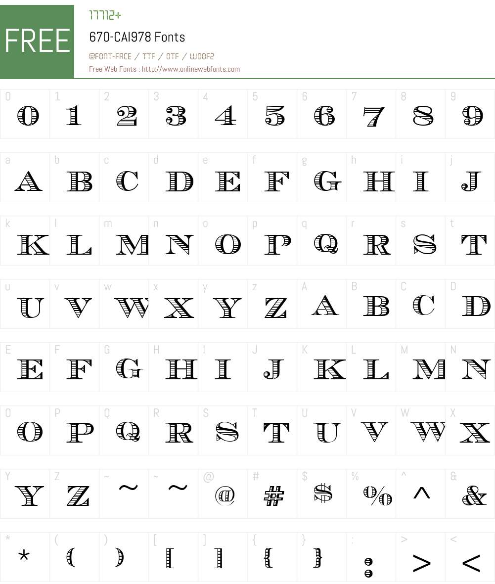 670-CAI978 Font Screenshots