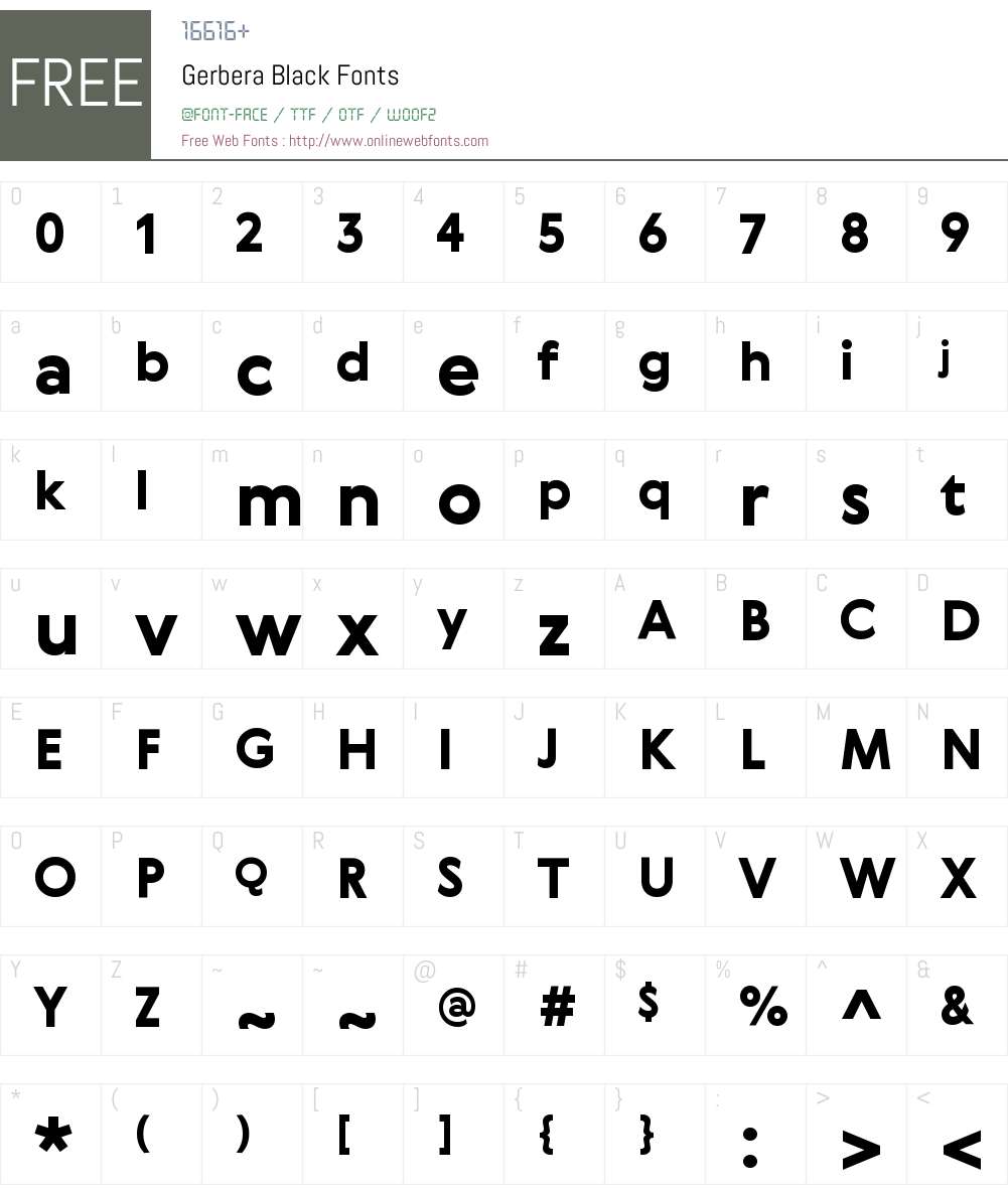 Gerbera Black Font Screenshots