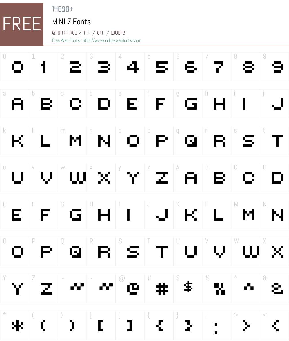MINI 7 Font Screenshots