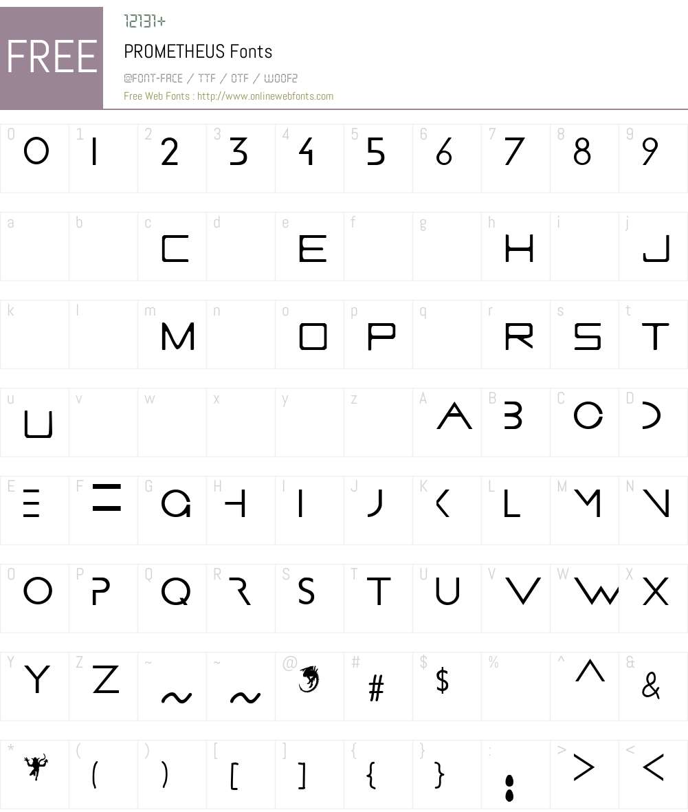 PROMETHEUS Font Screenshots
