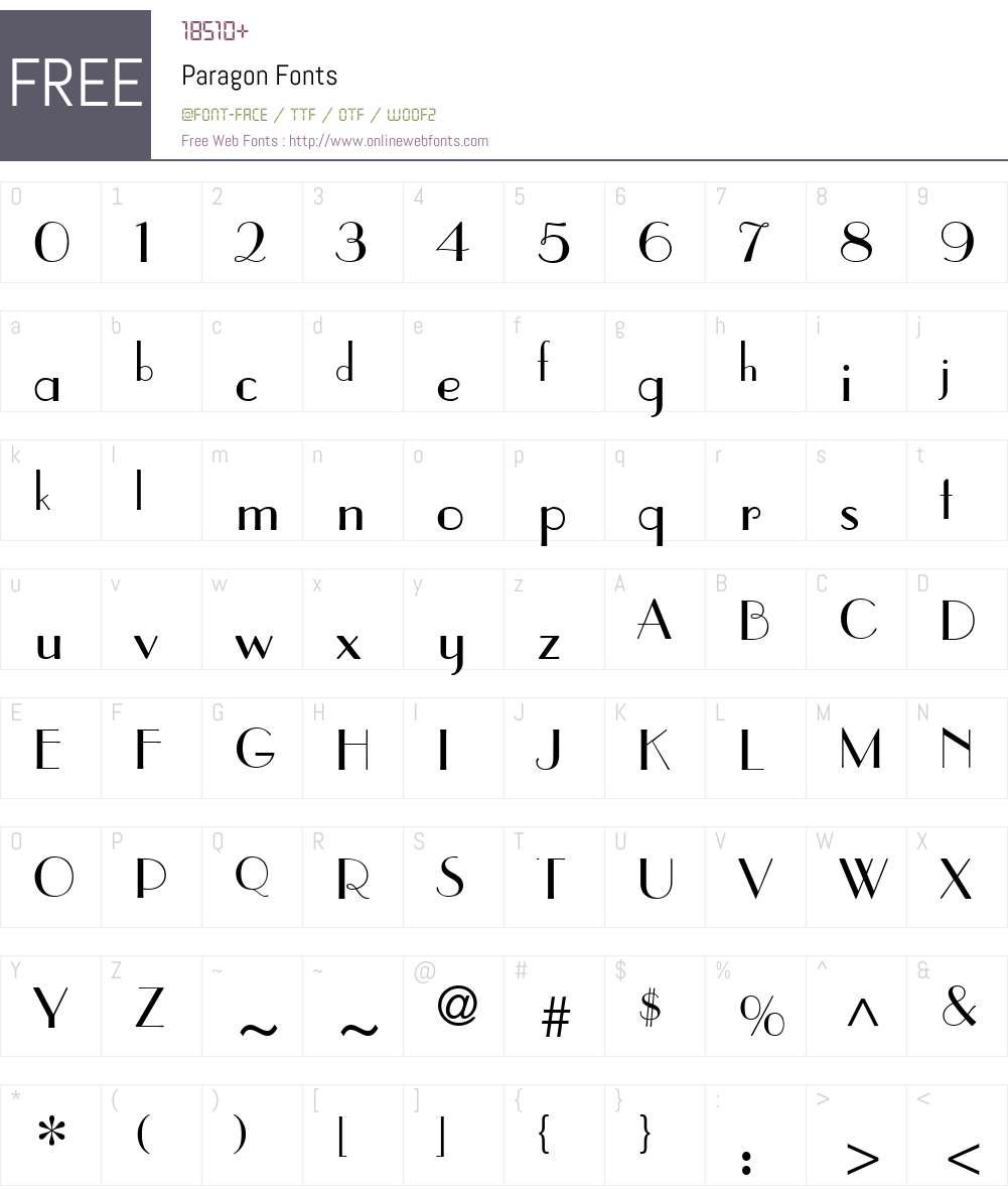 Paragon Font Screenshots