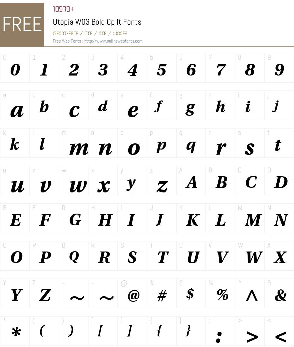 UtopiaW03-BoldCpIt Font Screenshots