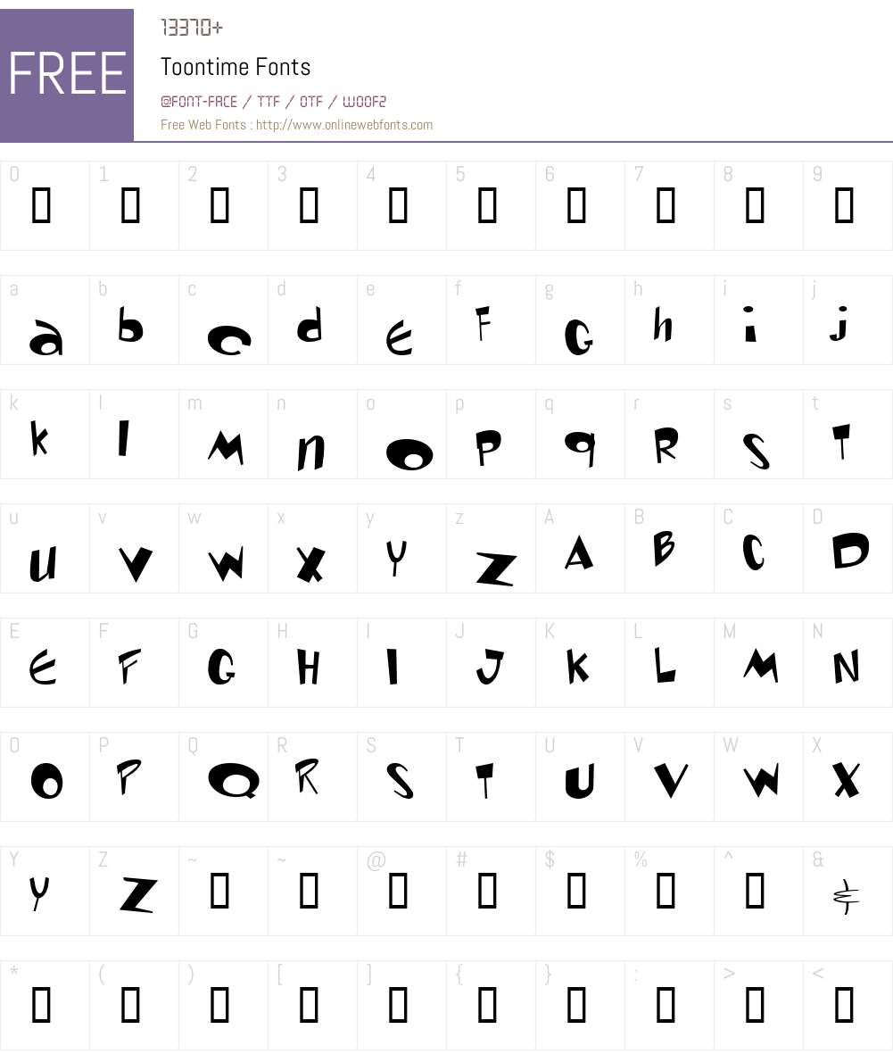 Toontime Font Screenshots