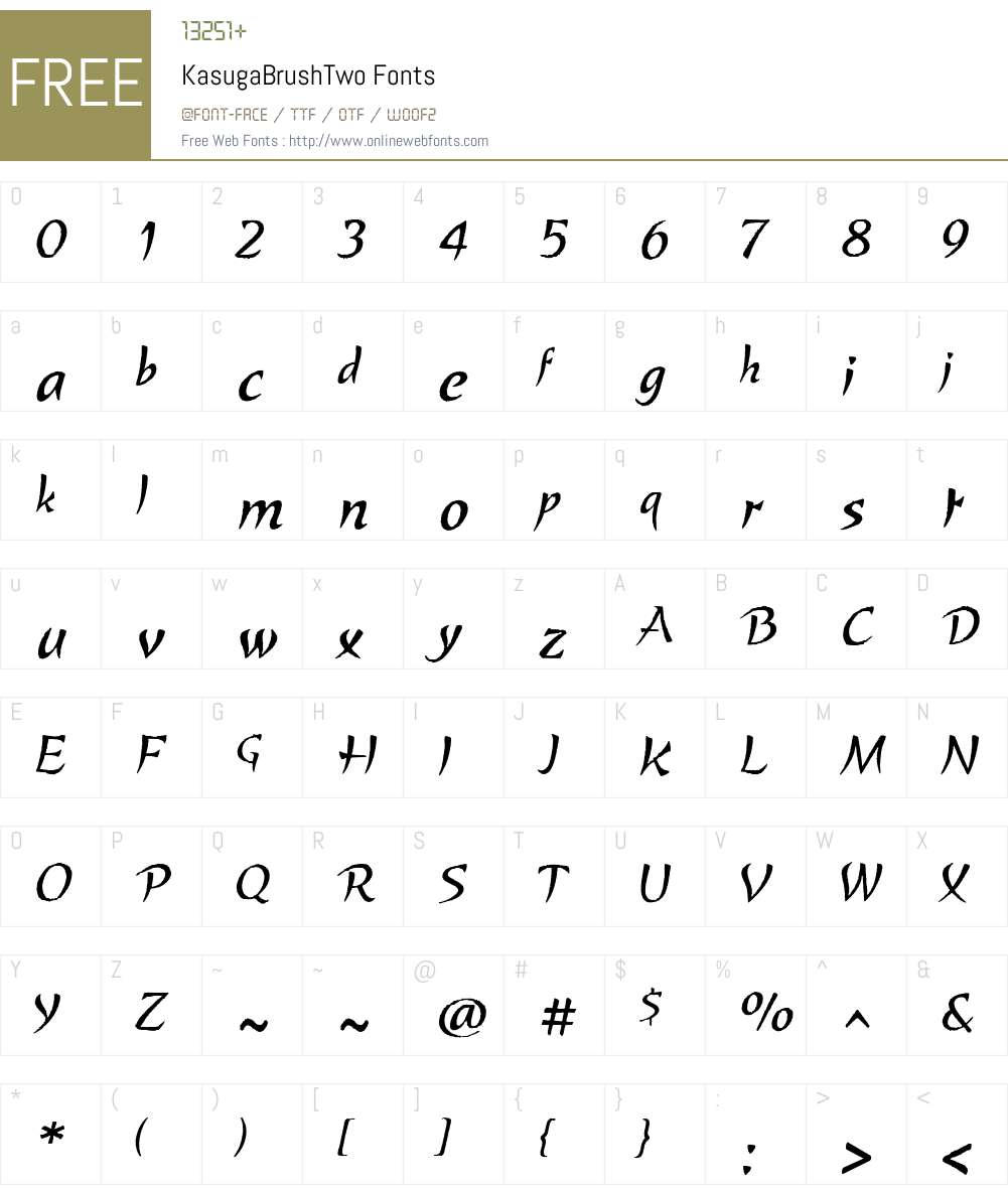 KasugaBrushTwo Font Screenshots