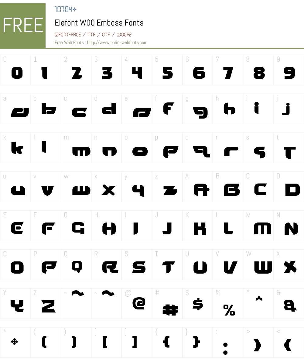 ElefontW00-Emboss Font Screenshots