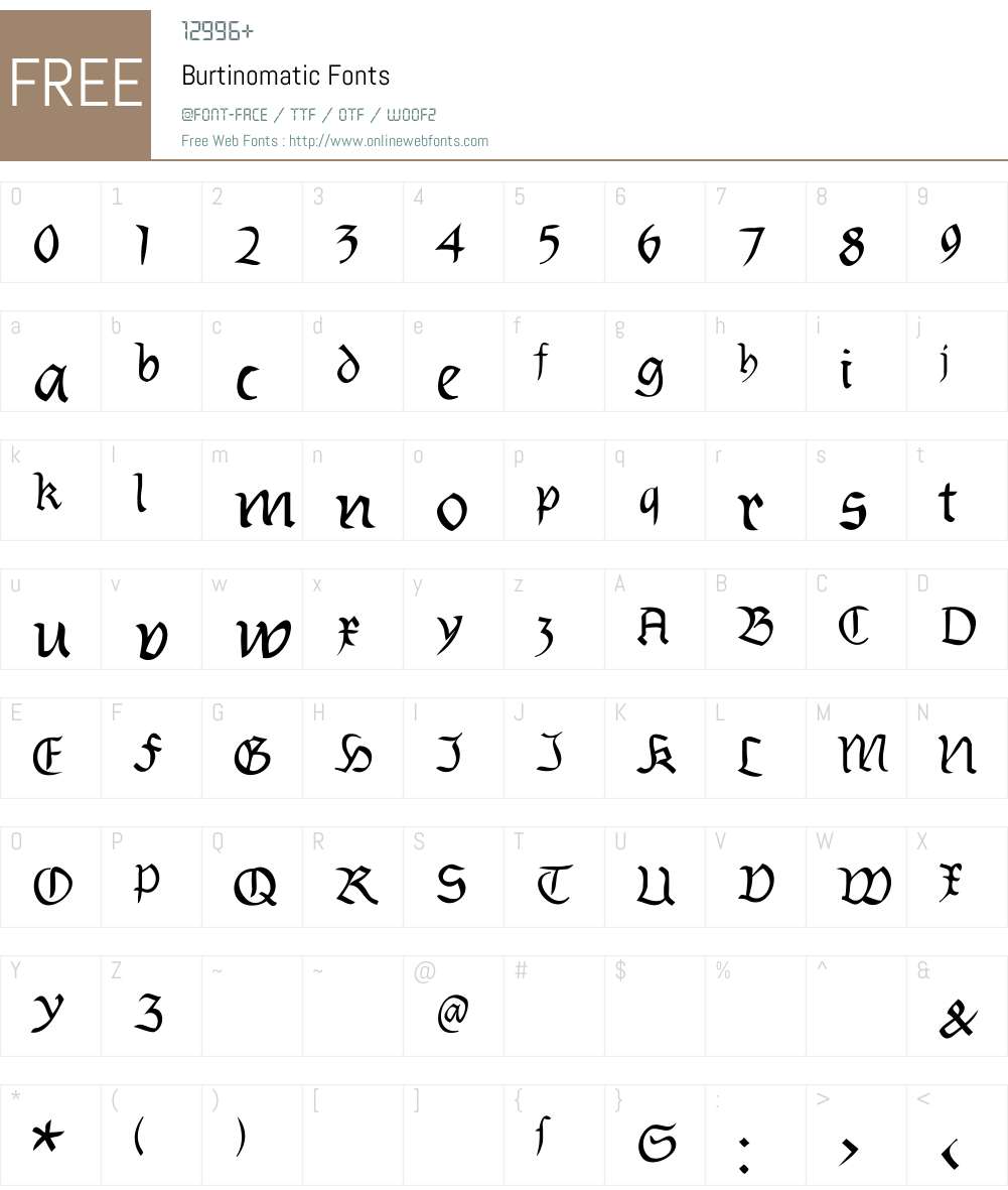 Burtinomatic Font Screenshots