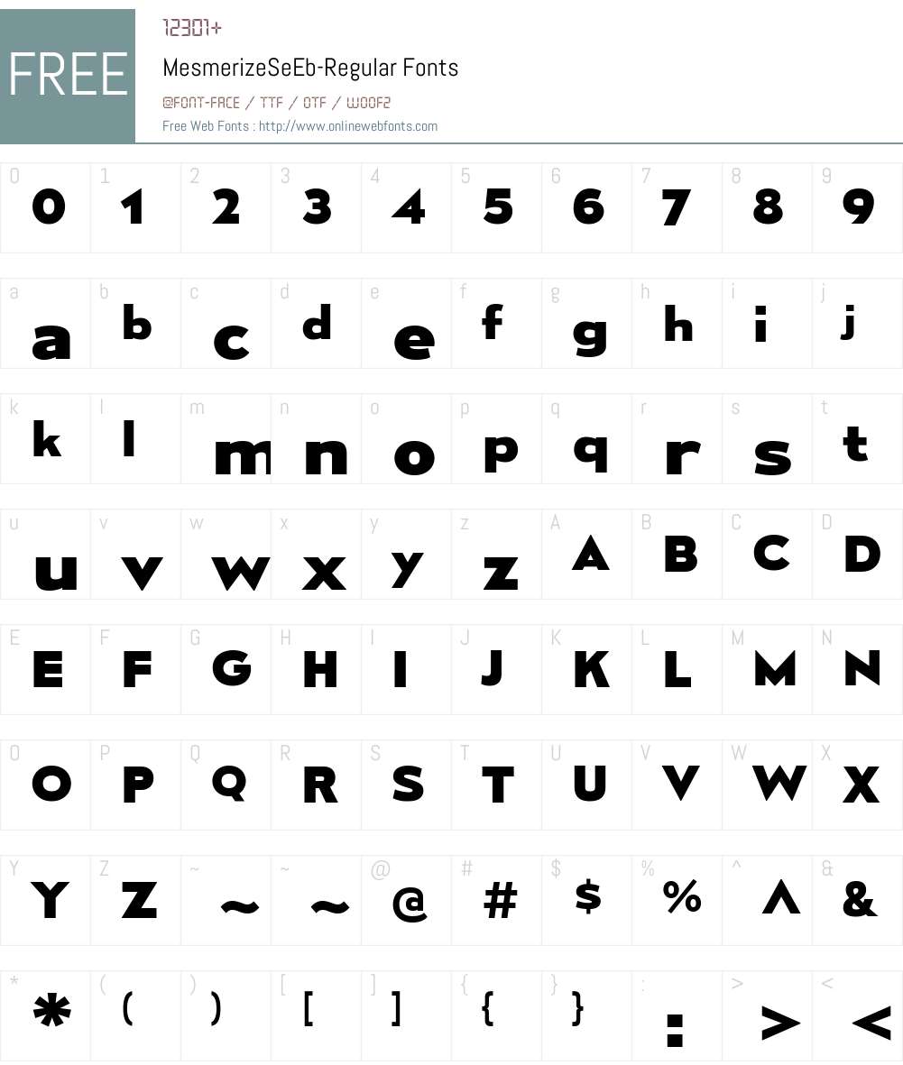 Mesmerize Font Screenshots