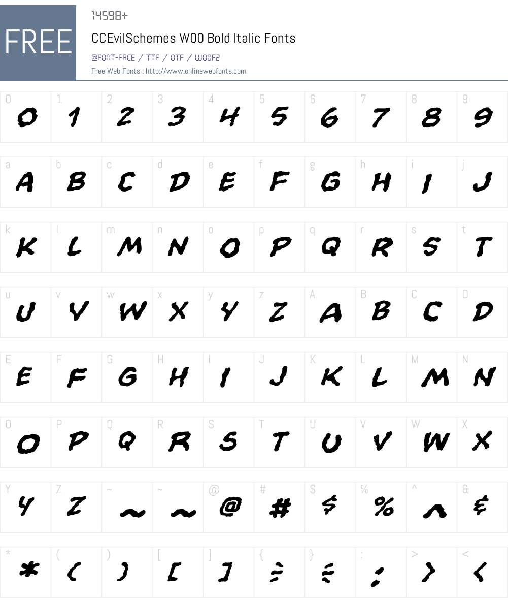 CCEvilSchemesW00-BoldItalic Font Screenshots