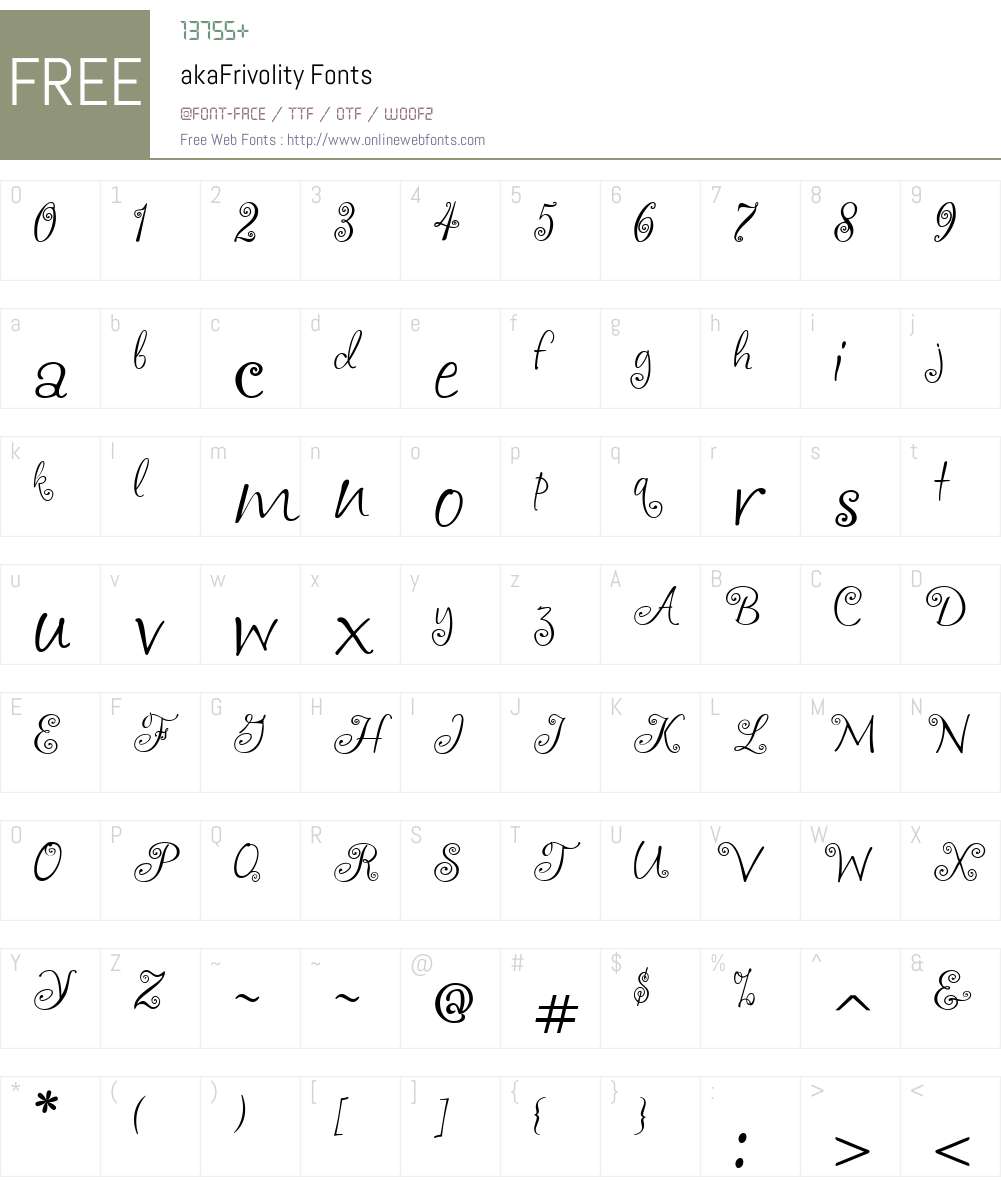 akaFrivolity Font Screenshots