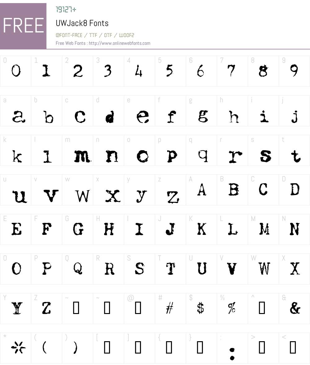 UWJack8 Font Screenshots
