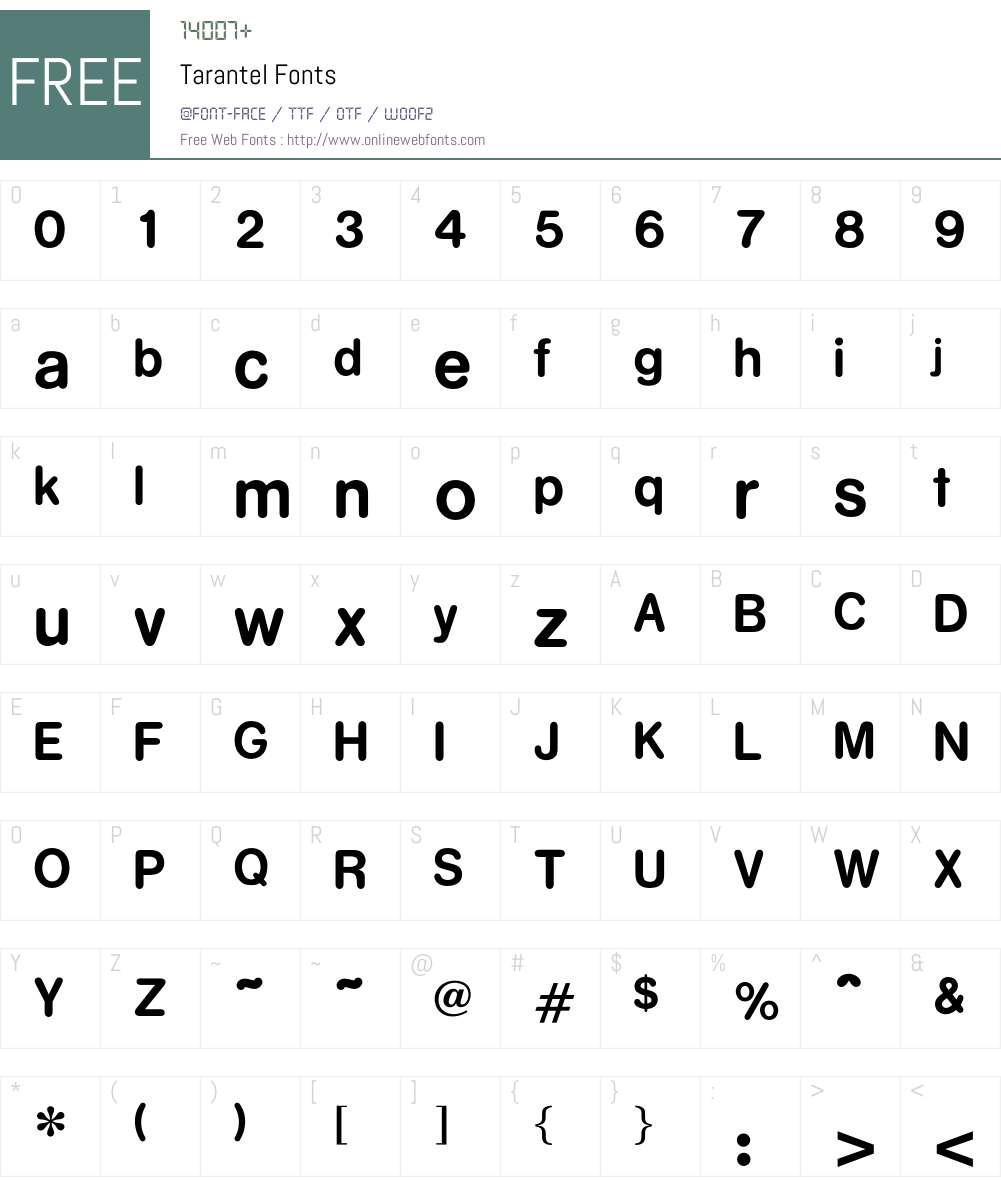 Tarantel Font Screenshots