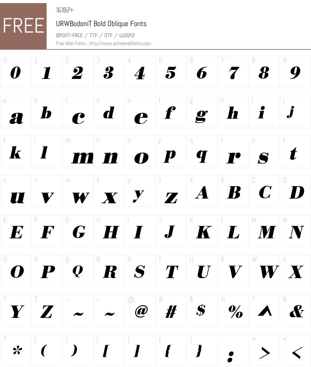 URWBodoniT Font Screenshots