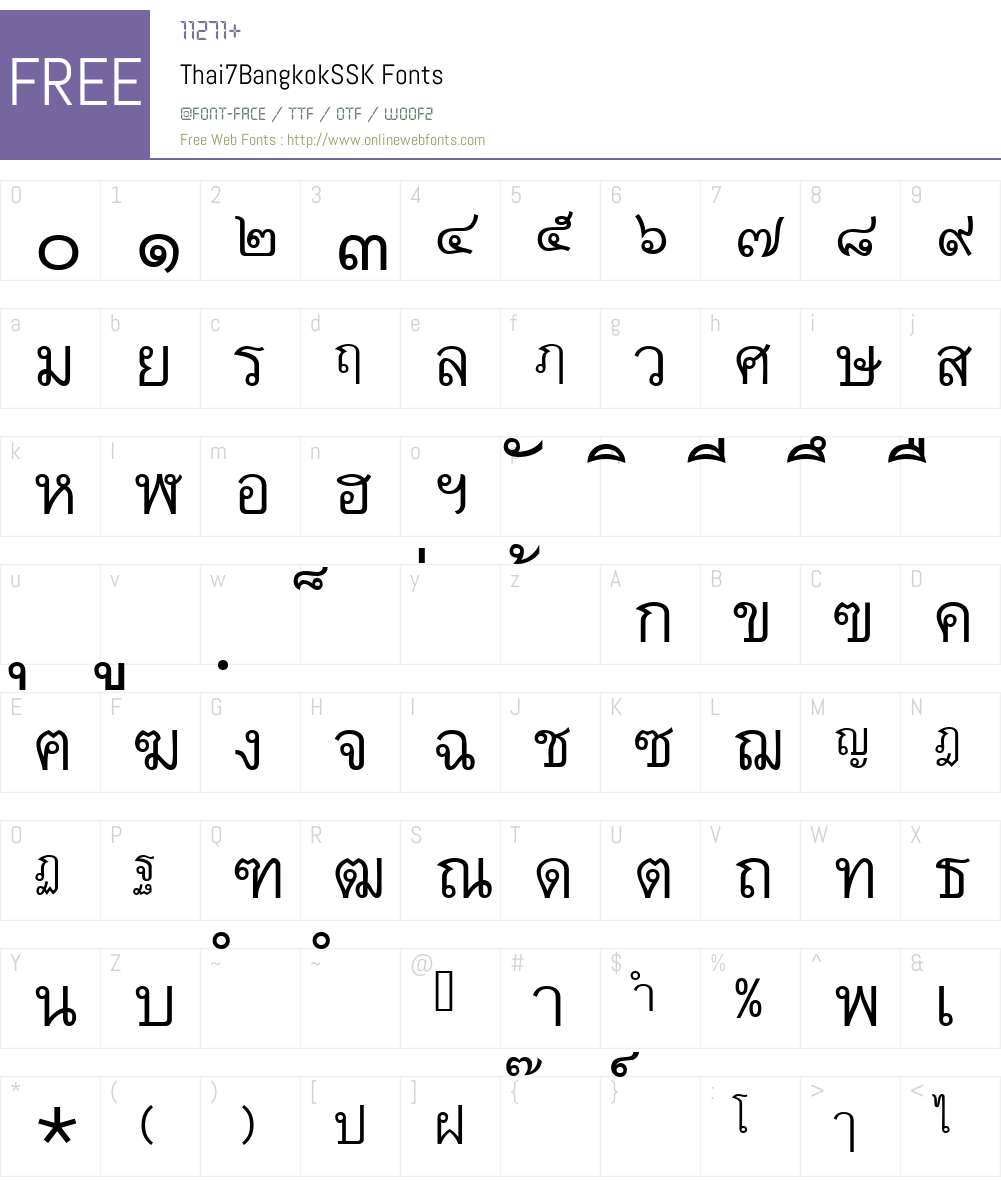 Thai7BangkokSSK Font Screenshots