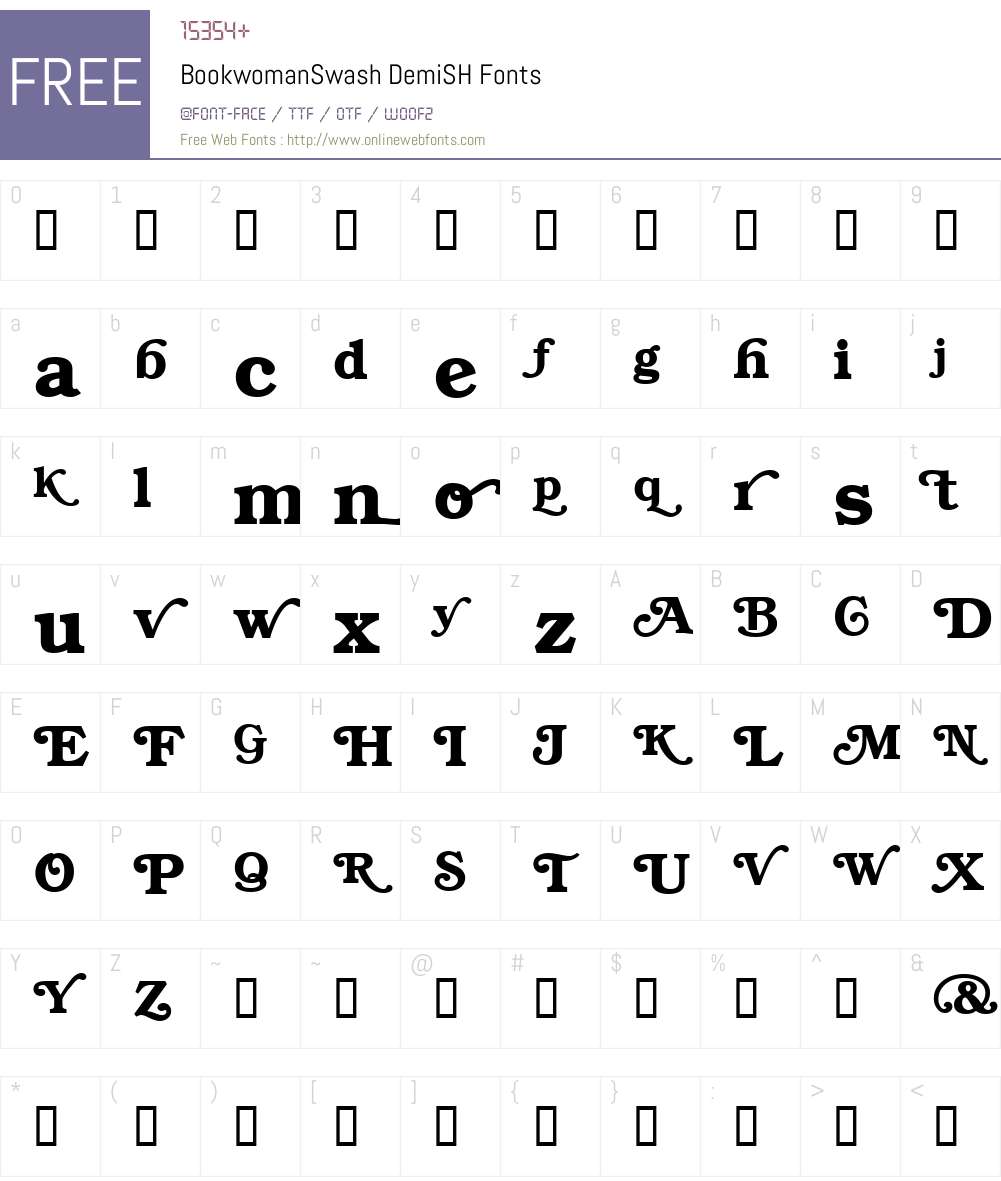 BookwomanSwash Font Screenshots