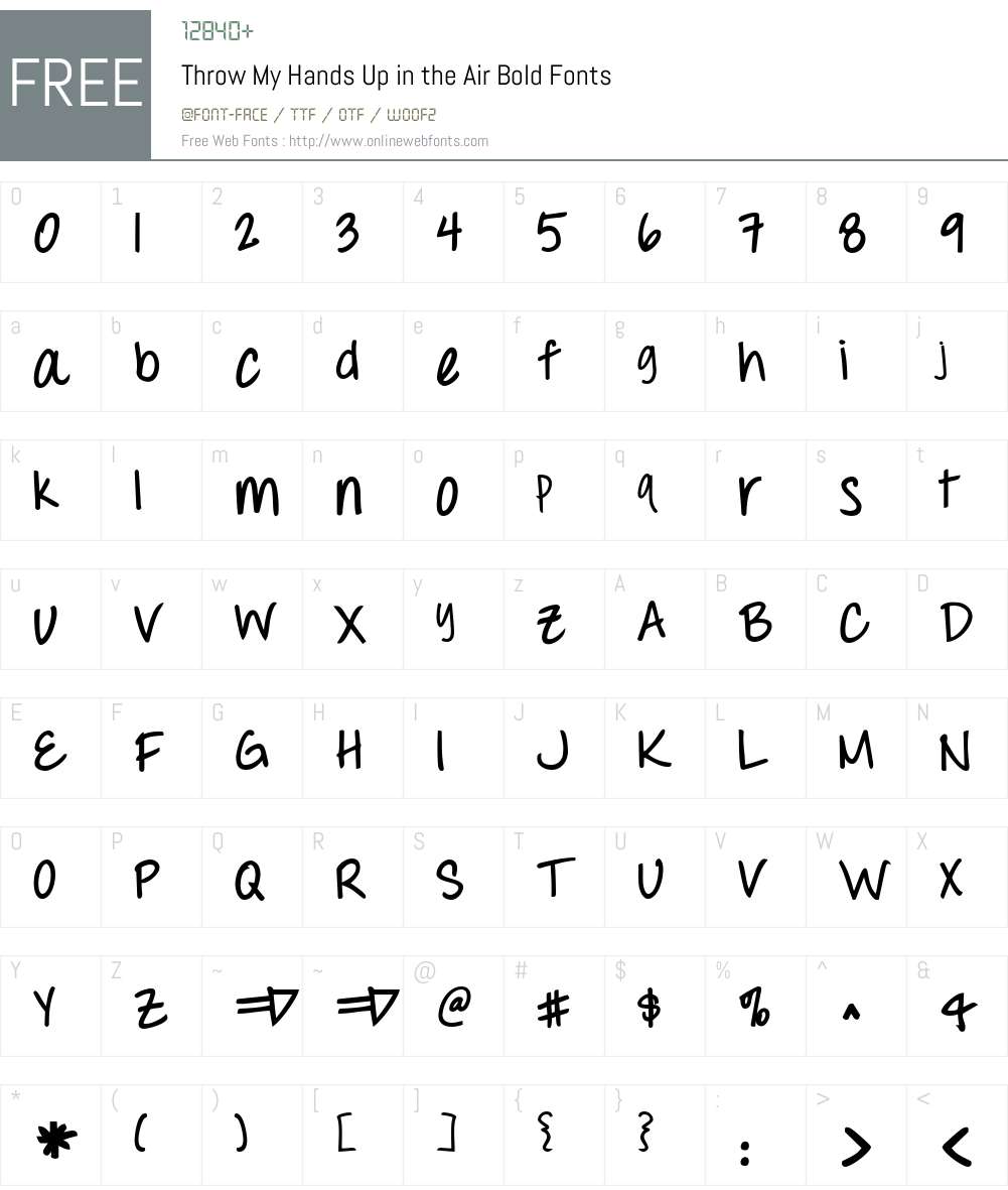 Throw My Hands Up in the Air Font Screenshots