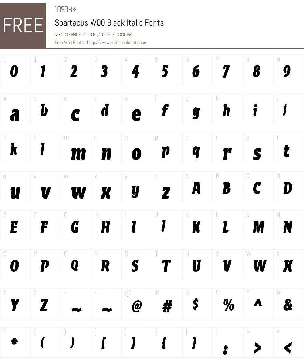 SpartacusW00-BlackItalic Font Screenshots