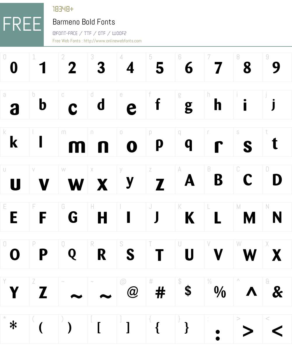 Barmeno Font Screenshots