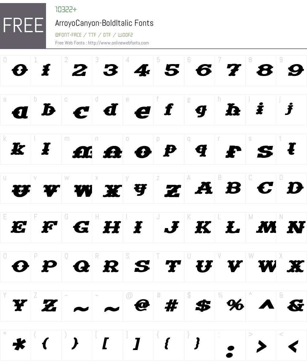 Arroyo Canyon Font Screenshots