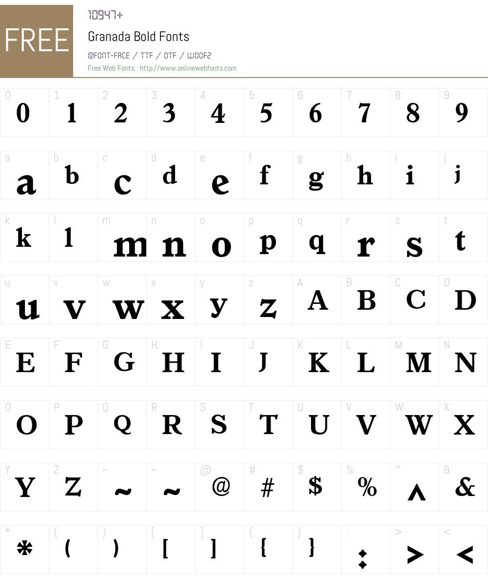 Granada Font Screenshots