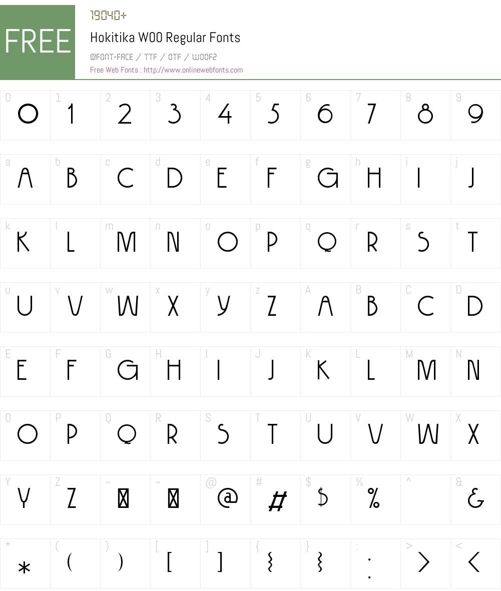 HokitikaW00-Regular Font Screenshots