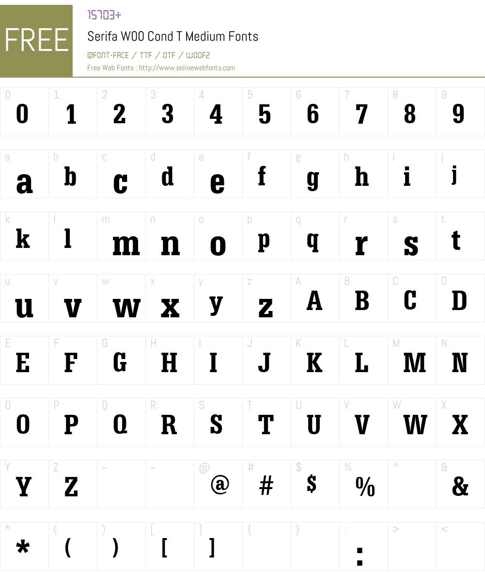 SerifaW00-CondTMedium Font Screenshots
