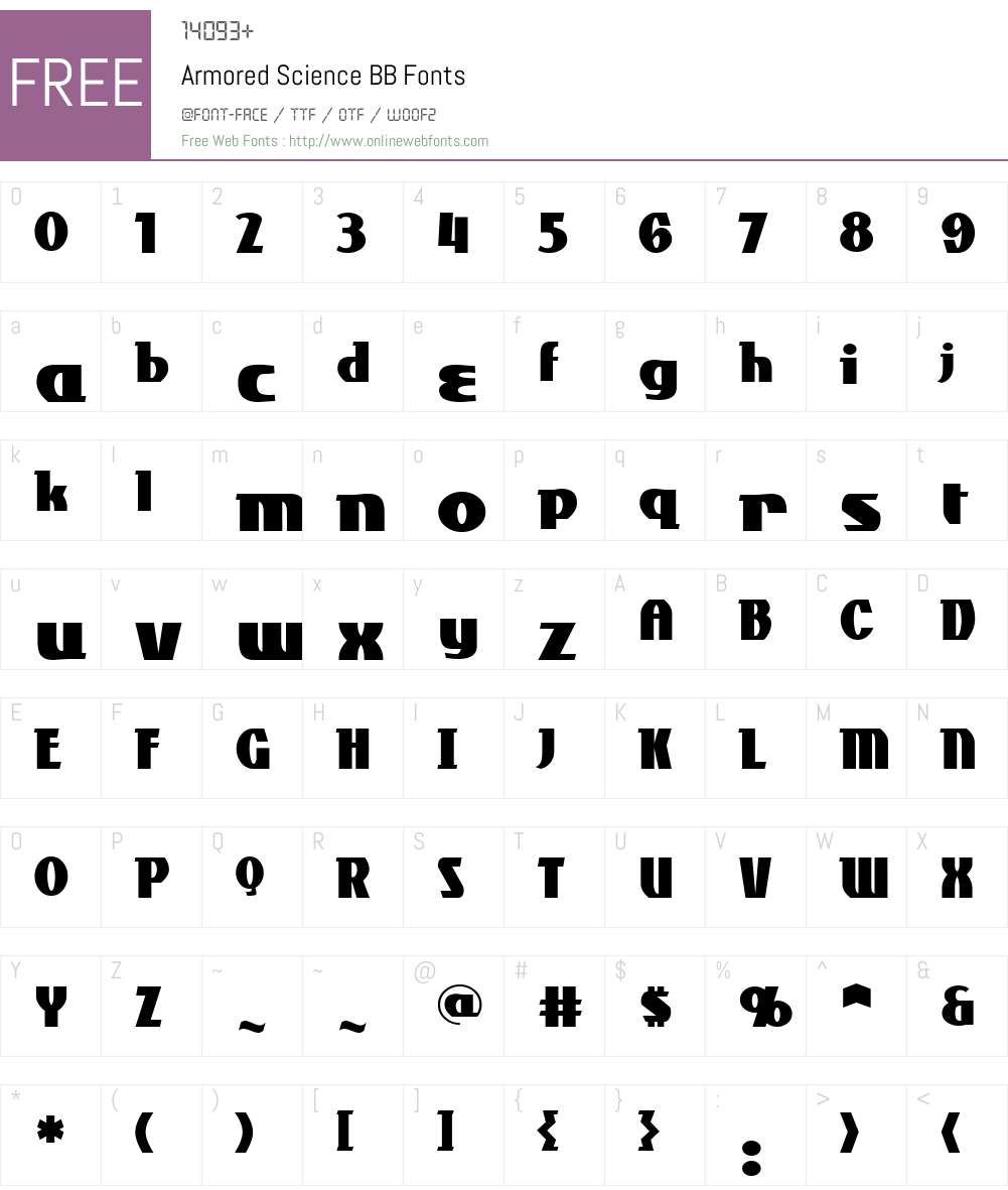 ArmoredScienceBB Font Screenshots