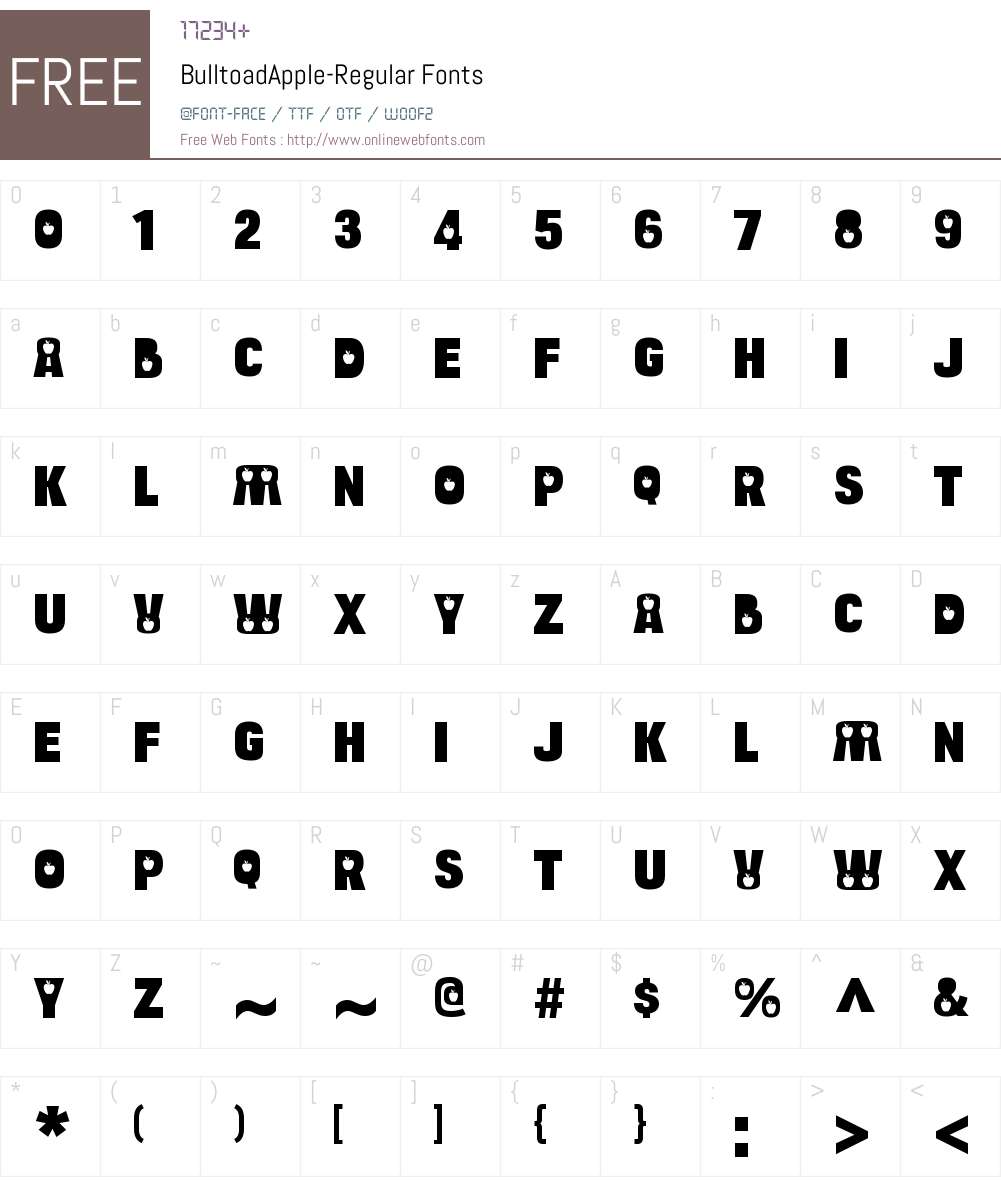 Bulltoad Apple Font Screenshots
