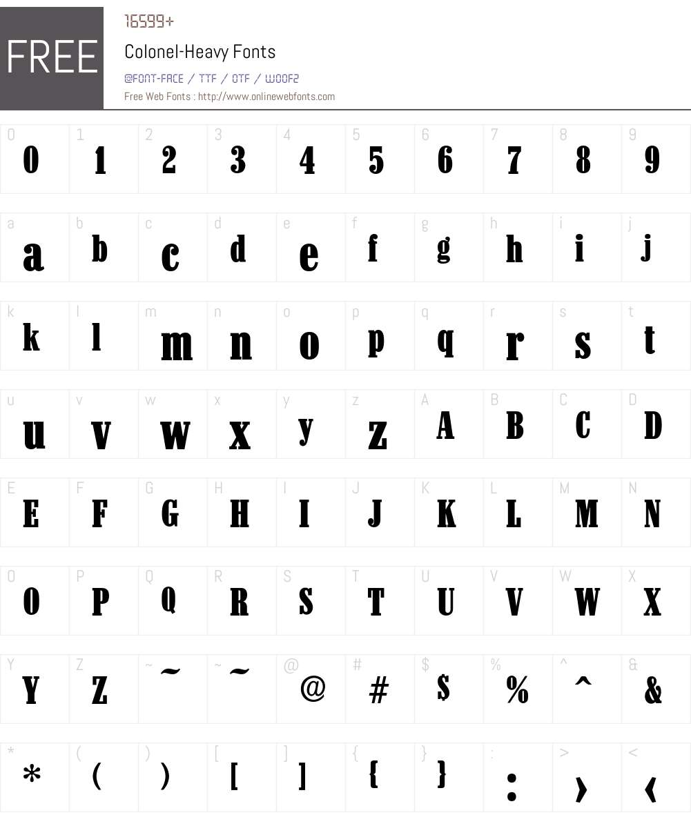 Colonel-Heavy Font Screenshots