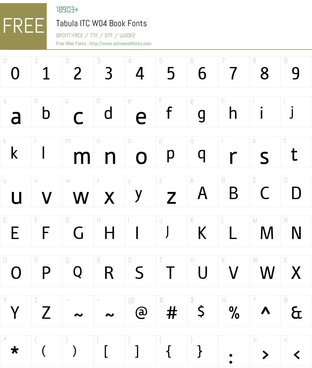 ITC Tabula Font Screenshots