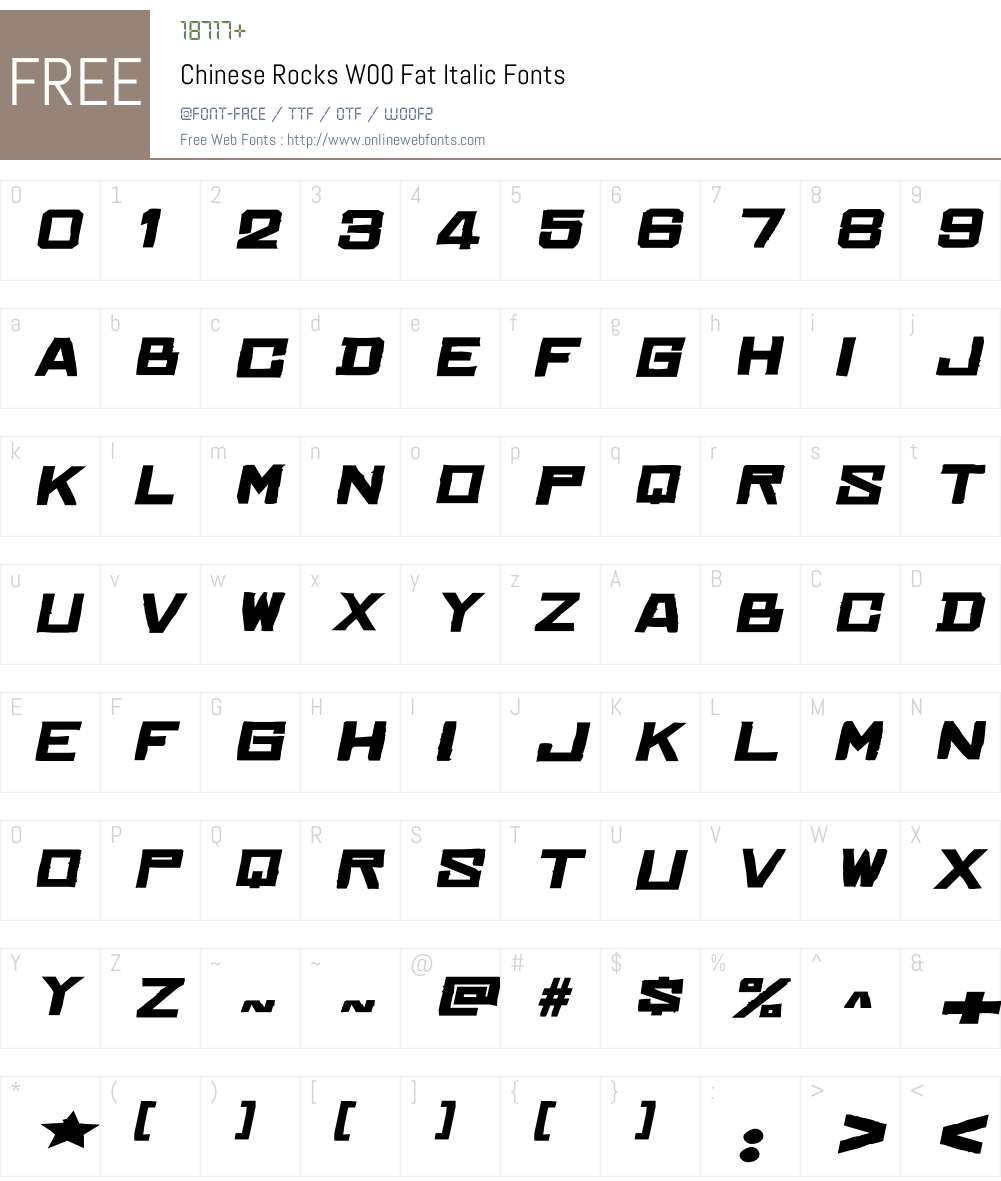 ChineseRocksW00-FatItalic Font Screenshots