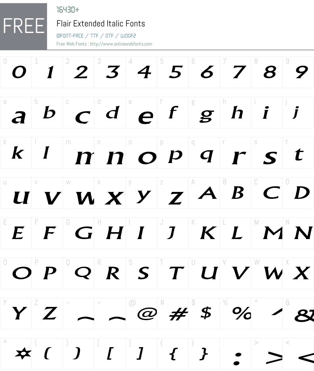Flair Extended Font Screenshots