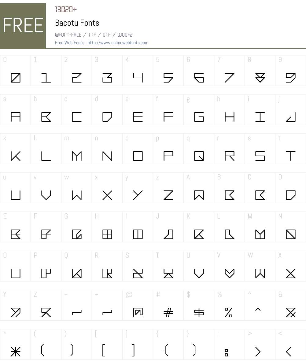 Bacotu Font Screenshots