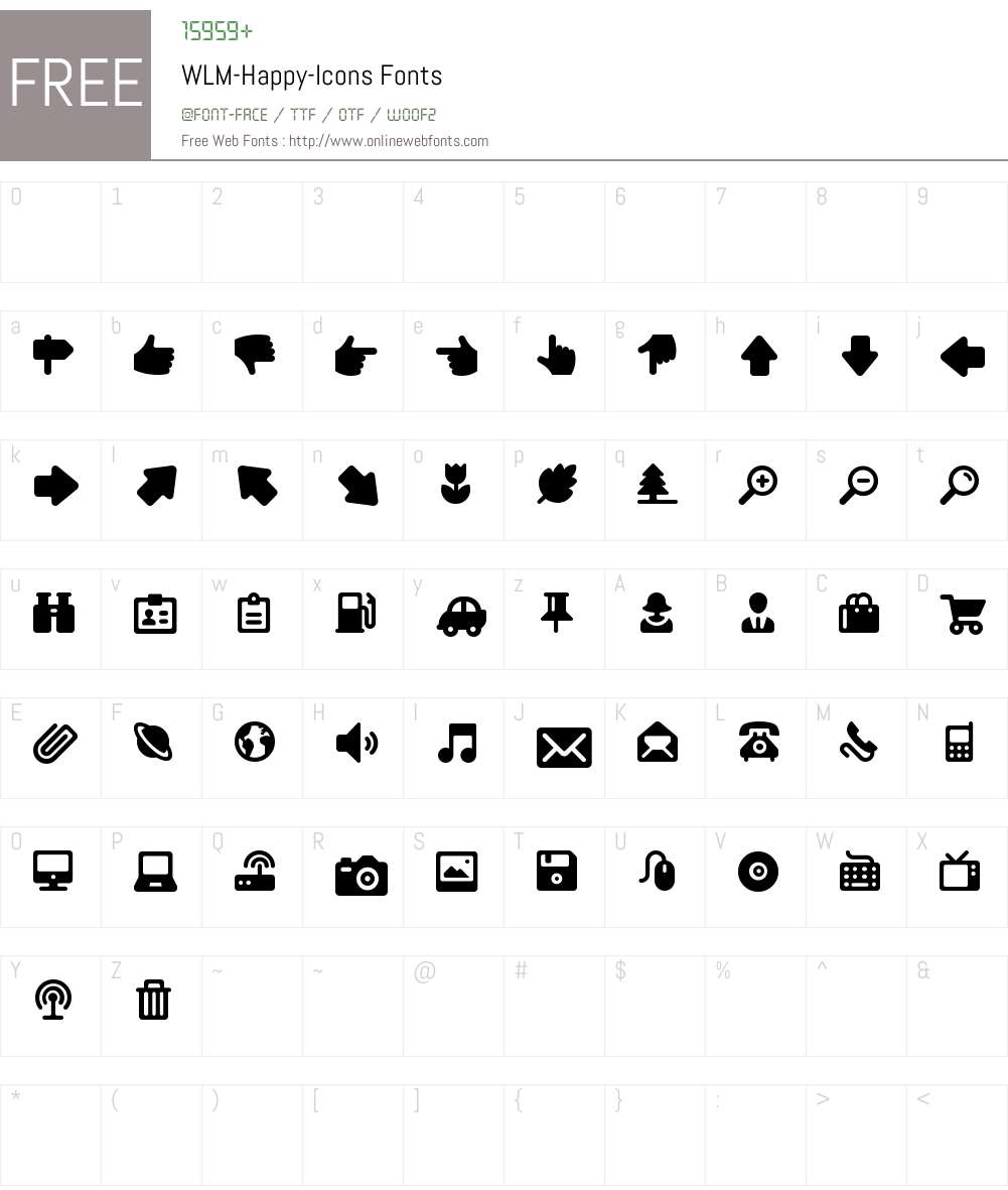 WLM-Happy-Icons Font Screenshots