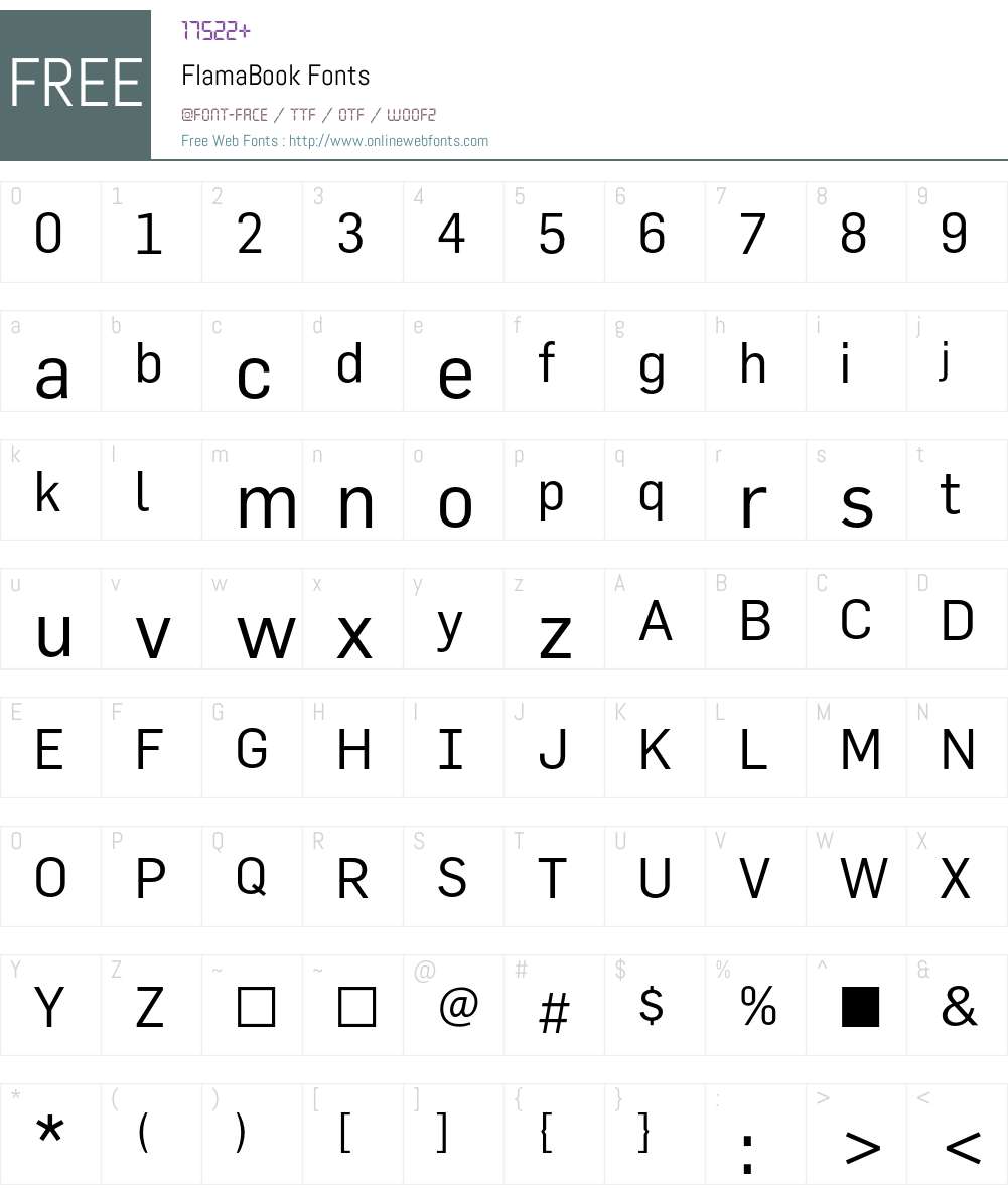 FlamaBook Font Screenshots