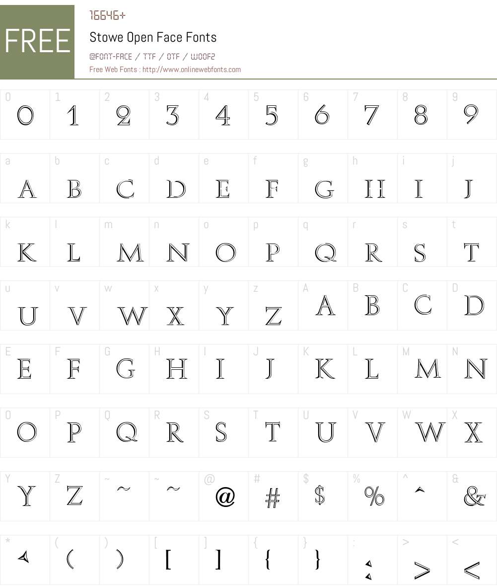Stowe Open Face Font Screenshots