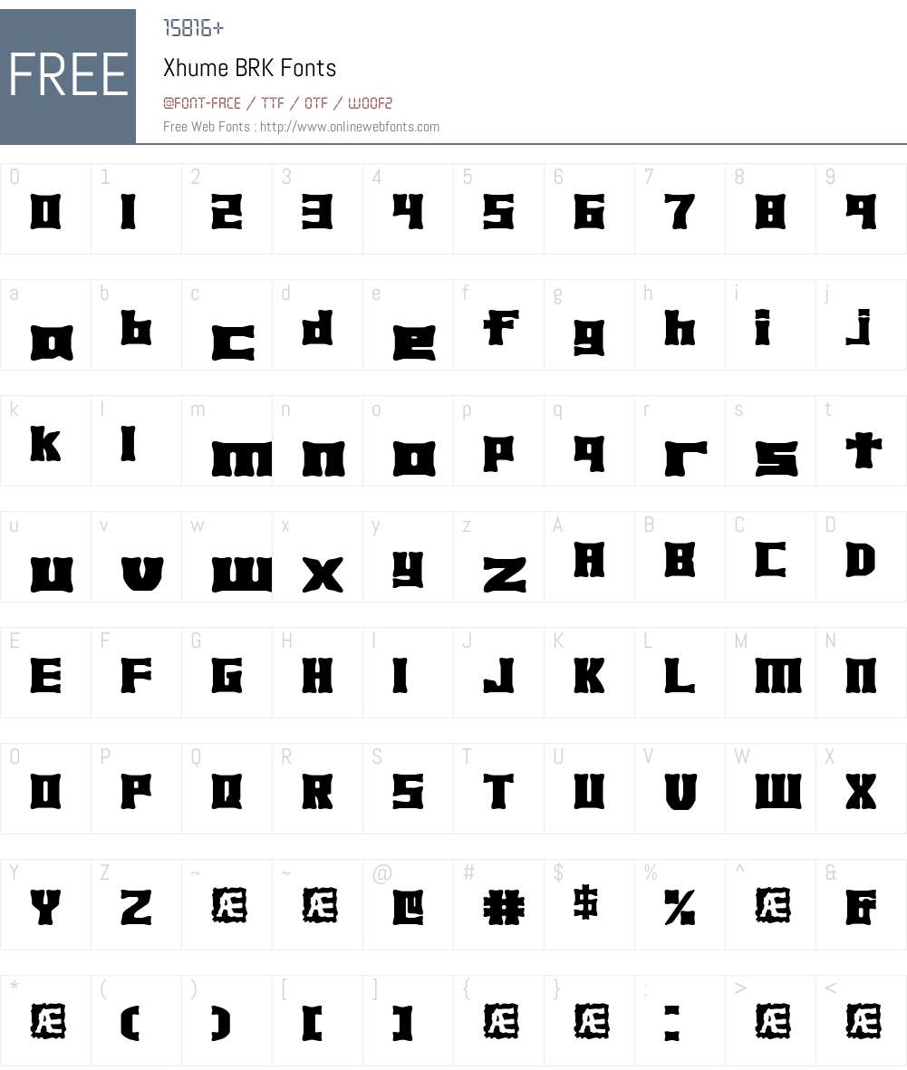 Xhume BRK Font Screenshots