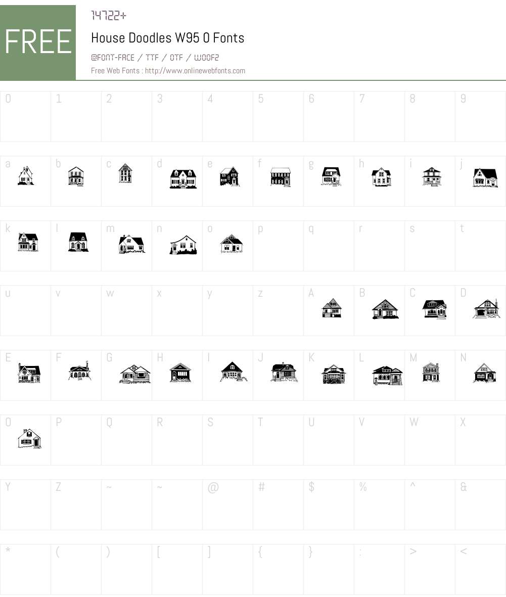 HouseDoodlesW95-0 Font Screenshots