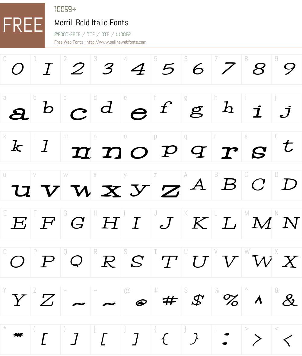 Merrill Font Screenshots