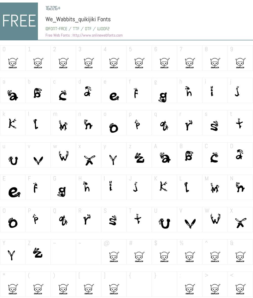 We_Wabbits_quikijiki Font Screenshots