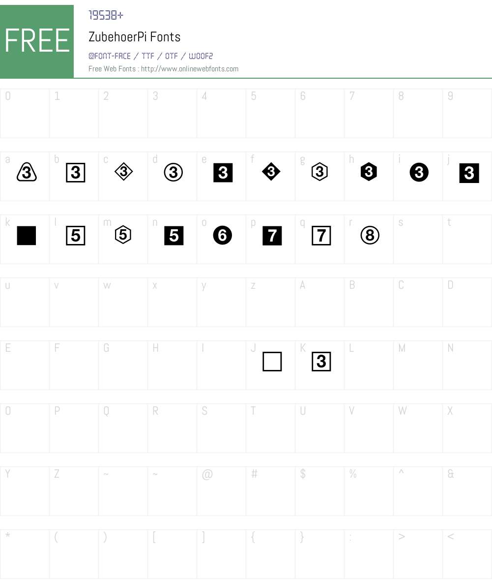 Zubehoer Font Screenshots